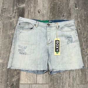 NWT! ROXY BUTTON-FLY BOYFRIEND FACTORY DISTRESSED SHORTS JUNIORS SIZE 13